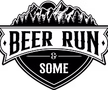Black and white logo with mountains above the words "Beer Run" in large text and "& Some" in smaller text below, all inside a shield-shaped border—perfect for the Don Lawrence Memorial Golf Outing.
