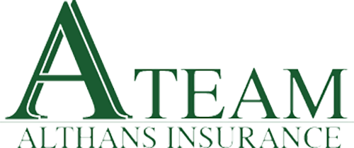Green "A Team" logo with "Althans Insurance" written below in capital letters.