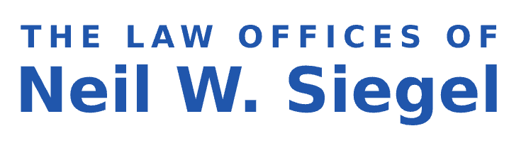 Text logo reads "The Law Offices of Neil W. Siegel" in blue capital letters on a white background, evoking a sense of trust and renewal—like Blossom Time for your legal matters.