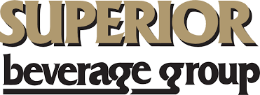 Superior Beverage Group logo with "SUPERIOR" in large gold letters above "beverage group" in smaller black letters on a white background, capturing the spirit of Blossom Time celebrations.